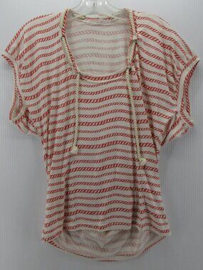 Tsumori Chisato Top 2 White Blouse Nautical Rope Striped Japan Small